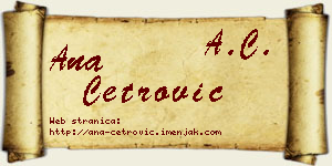 Ana Četrović vizit kartica